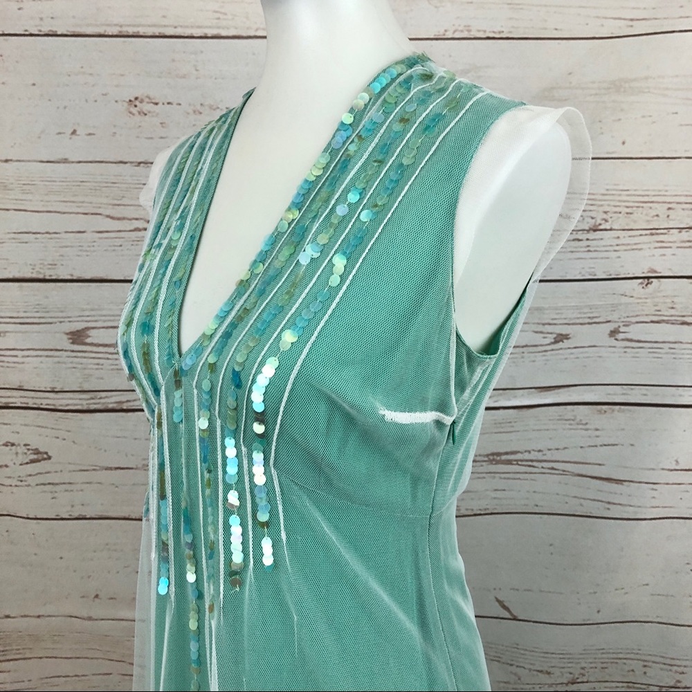 Rebecca Taylor Sea Green Sequin Mesh Dress PERFECT FOR TAYLOR SWIFT DEBUT ERA - Picture 4 of 8